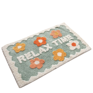 Floral Bathroom Floor Mat – Non-Slip Microfiber Flower Rug for Kid's Room